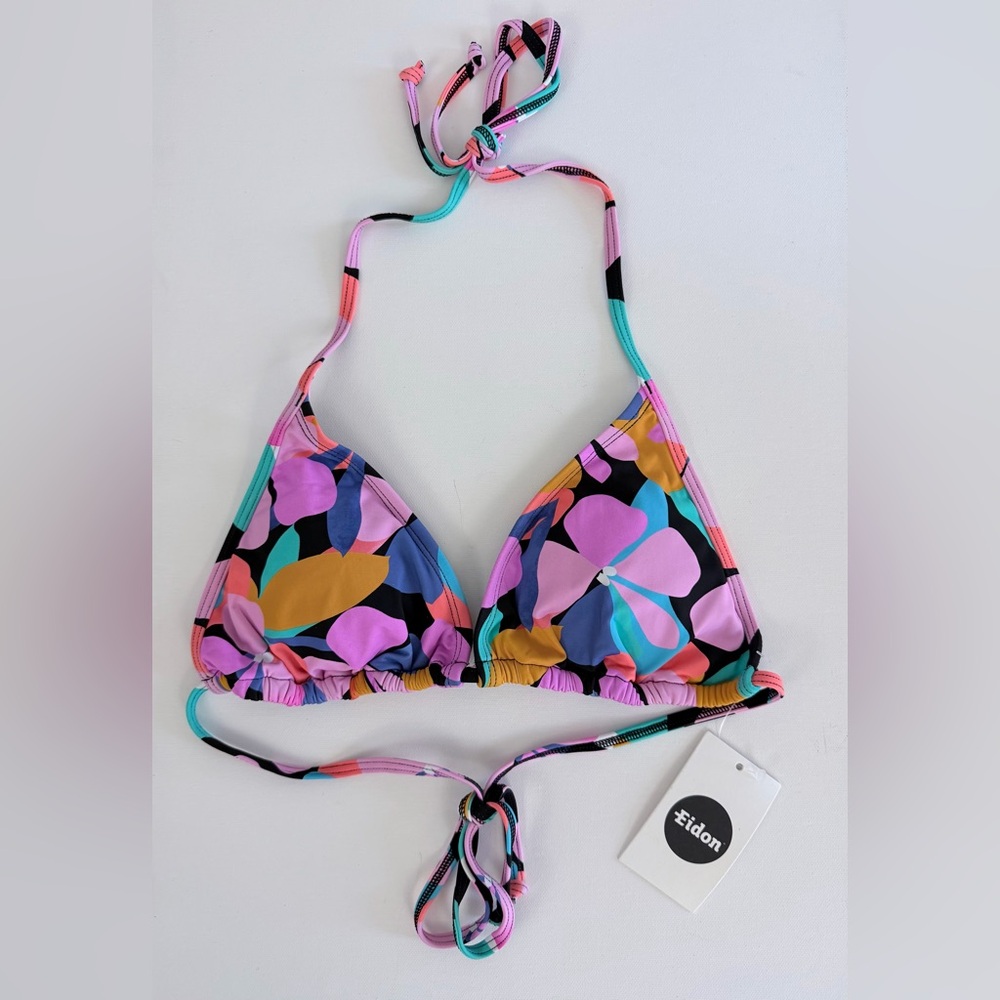 Eidon Kali Slider Multicolored Bright Floral Triangle String Bikini Top Med.NWT - Picture 6 of 6
